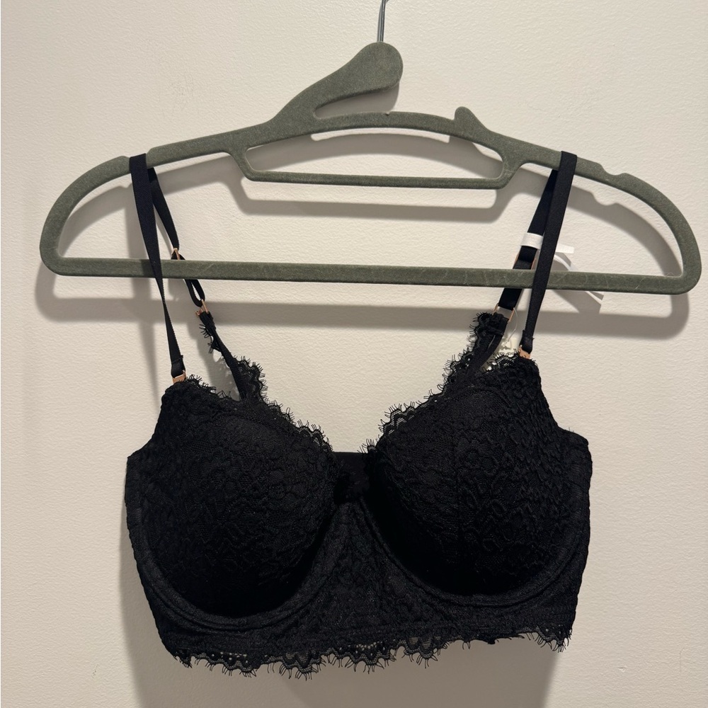 Aerie Real Power Balconette Lightly Lined Eyelash Lace Bra